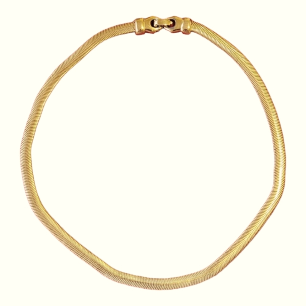 Vintage 1980s MONET Gold Toned Flatlink Necklace.